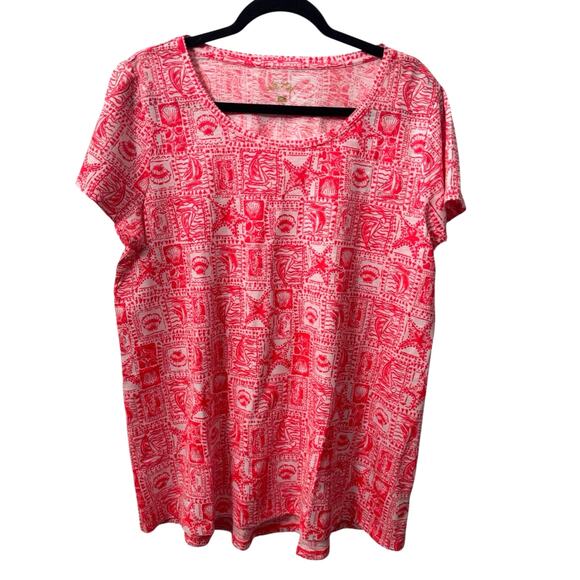 NWT! Lilly Pulitzer Etta Scoopneck Mizner Red Seaside Harbour Top - Size XL - Picture 5 of 7